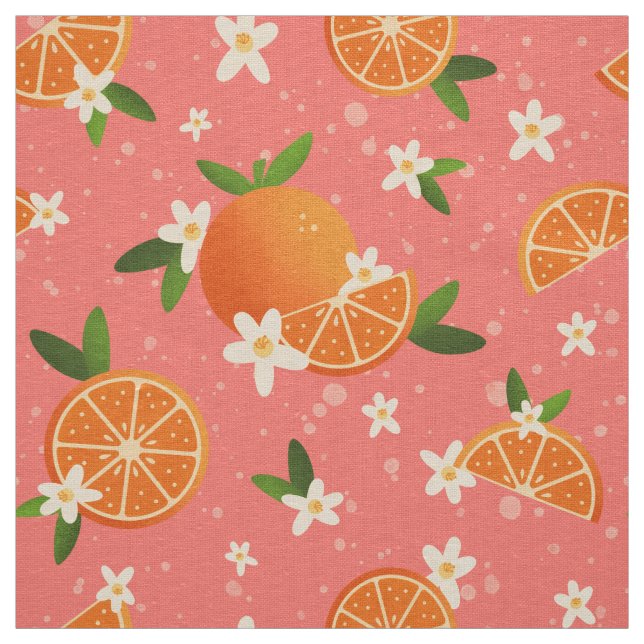 Oranges and orange blossom joy fabric (Swatch)
