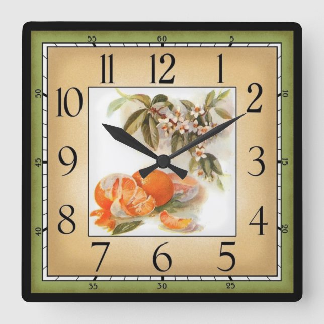 Oranges and Trees Square Wall Clock (Front)