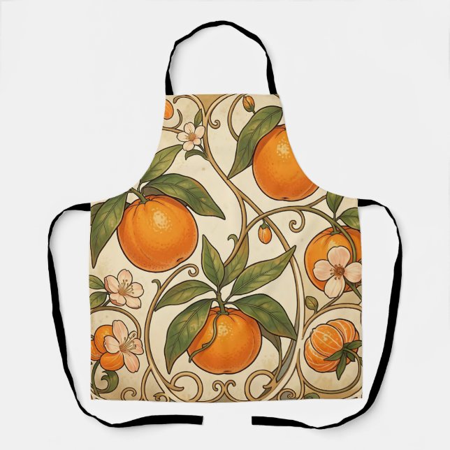 Oranges Art Nouveau Pattern Apron (Front)