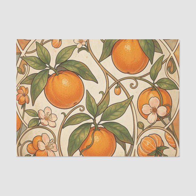 Oranges Art Nouveau Pattern Tissue Paper (Front)