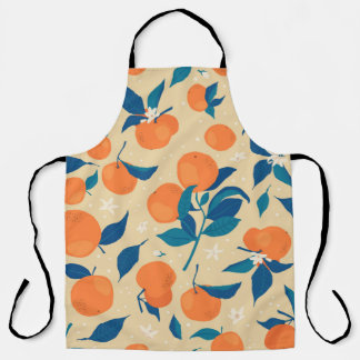 Oranges Branches: Beige Background Pattern Apron