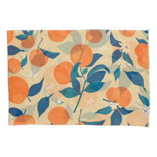 Oranges Branches: Beige Background Pattern Pillowcase