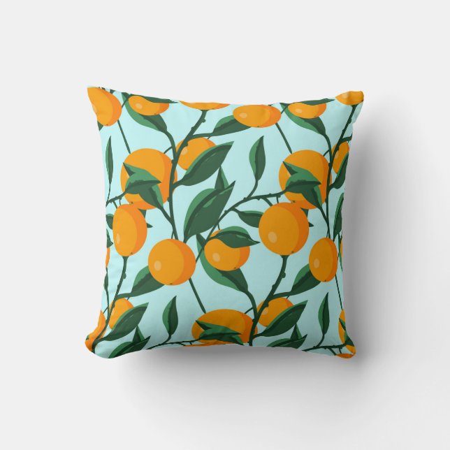 Oranges branches, citrus vintage print. cushion (Front)