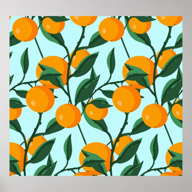 Oranges branches, citrus vintage print. poster (Front)