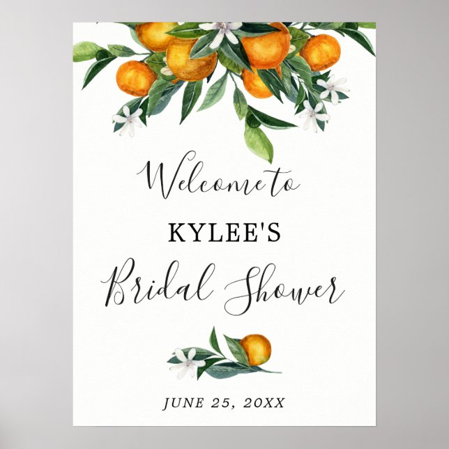 Oranges Bridal Shower welcome sign (Front)