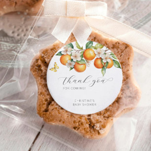 Oranges Bright Citrus Floral Baby Shower Thank You Classic Round Sticker