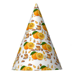 Oranges Candles Cake Happy Birthday Paper  Party Hat