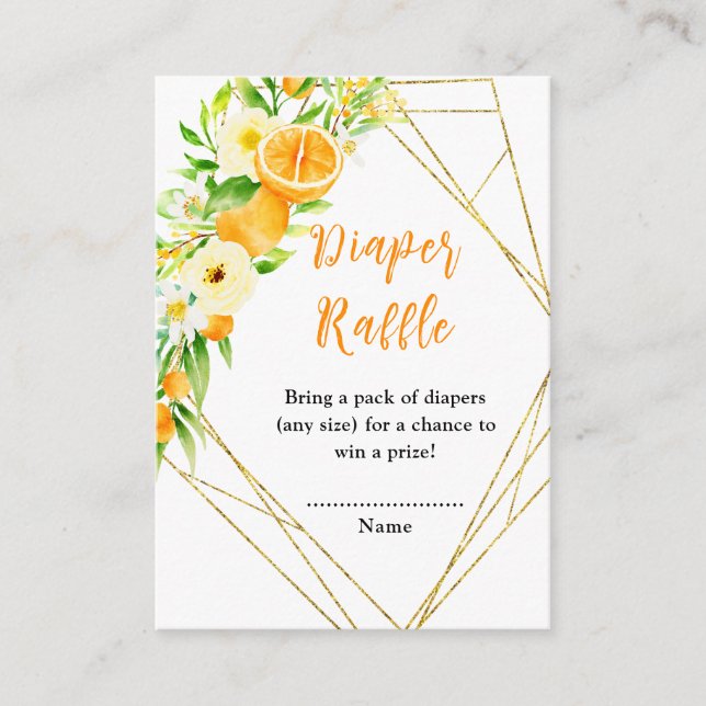 Oranges Citrus Baby Shower Diaper Raffle Enclosure Card (Front)