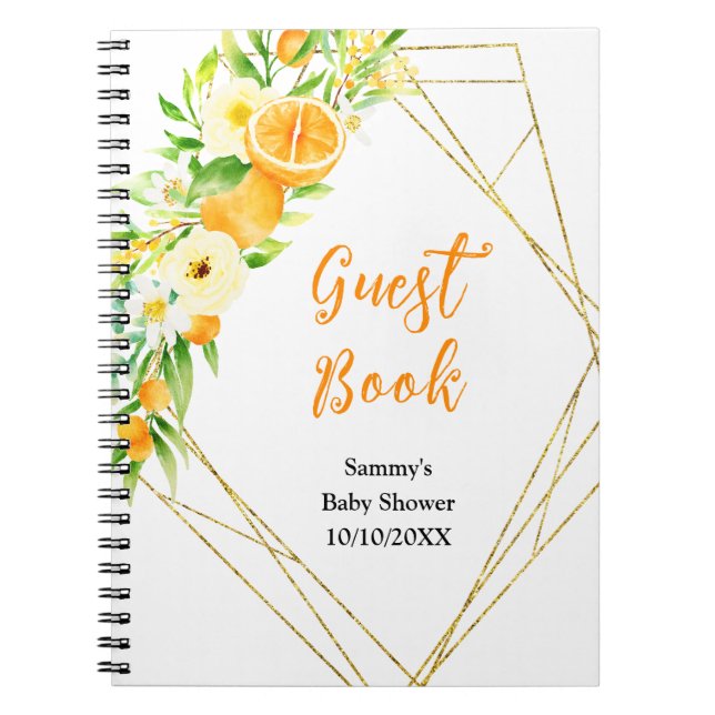Oranges Citrus Baby Shower Guest Book (Front)