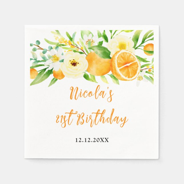 Oranges Citrus Baby Shower Napkin (Front)