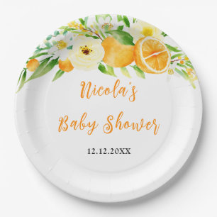 Oranges Citrus Baby Shower Paper Plate