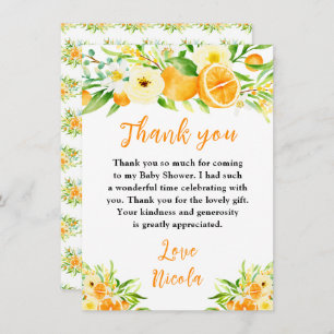Oranges Citrus Baby Shower Thank You Card