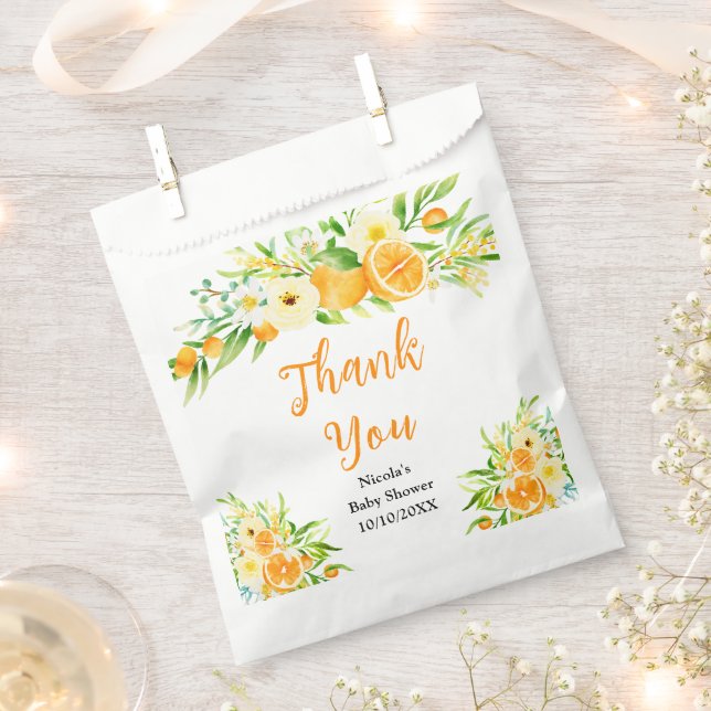 Oranges Citrus Baby Shower Thank You Favour Bag (Clipped)