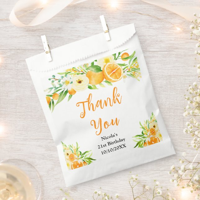 Oranges Citrus Birthday Thank You Favour Bag (Clipped)