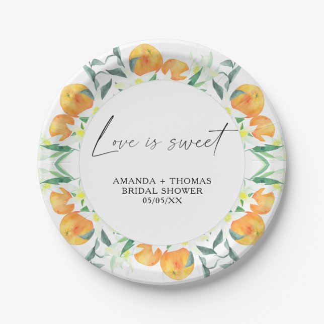 Oranges Citrus - Bridal shower Paper Plate (Front)
