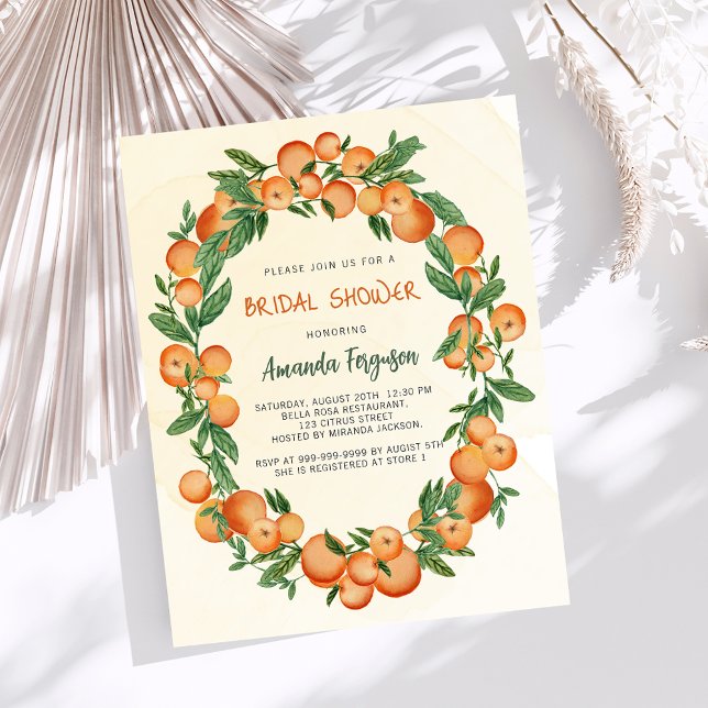 Oranges citrus budget bridal shower invitation (Creator Uploaded)