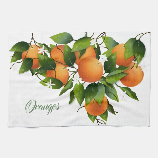 Oranges Citrus Fruit Botanical Tea Towel (Horizontal)