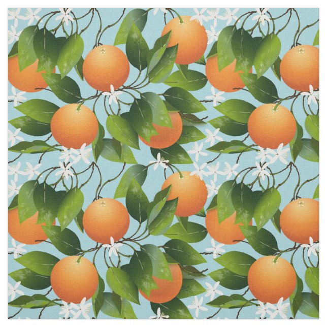 Oranges Citrus Fruit Floral Fabric (Swatch)
