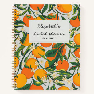 Oranges Citrus Fruit Floral Pattern  Bridal Shower Notebook