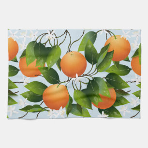 Oranges Citrus Fruit Floral Tea Towel