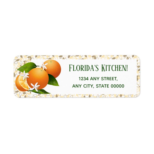 Oranges Citrus Fruits Floral Return Address Label (Front)