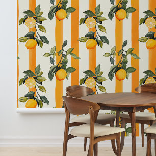 Oranges Citrus Stripe Wallpaper