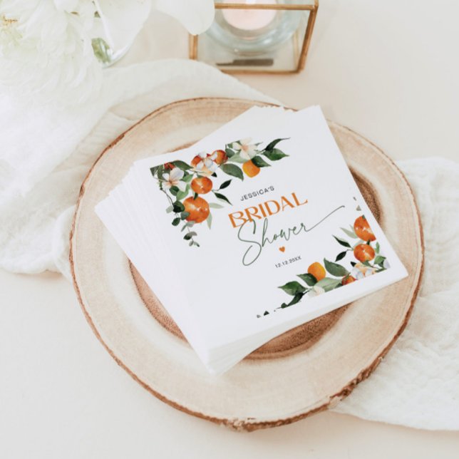Oranges citrus theme bridal shower napkin (Creator Uploaded)