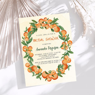 Oranges citrus watercolored bridal shower invitation