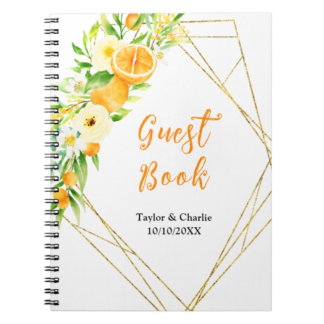 Oranges Citrus Wedding Guest Book (Front)