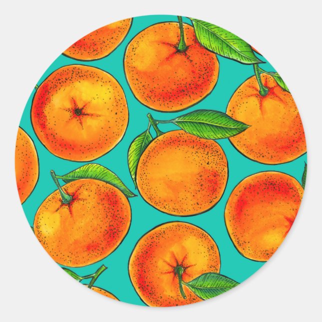 Oranges Classic Round Sticker (Front)