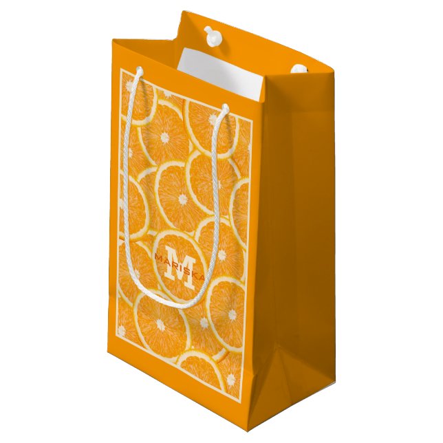 Oranges custom monogram gift bags (Front Angled)