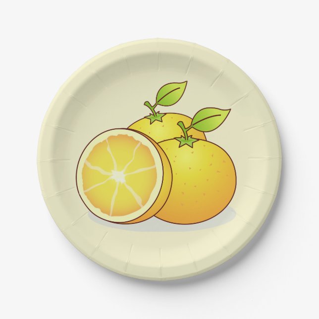 Oranges cute fruit paper plate (Front)