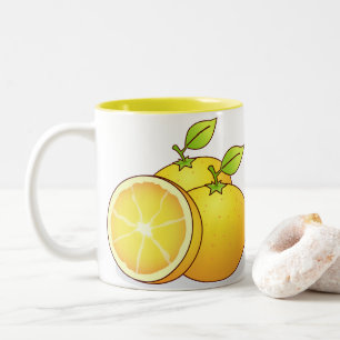 Oranges cute fruit Two-Tone coffee mug