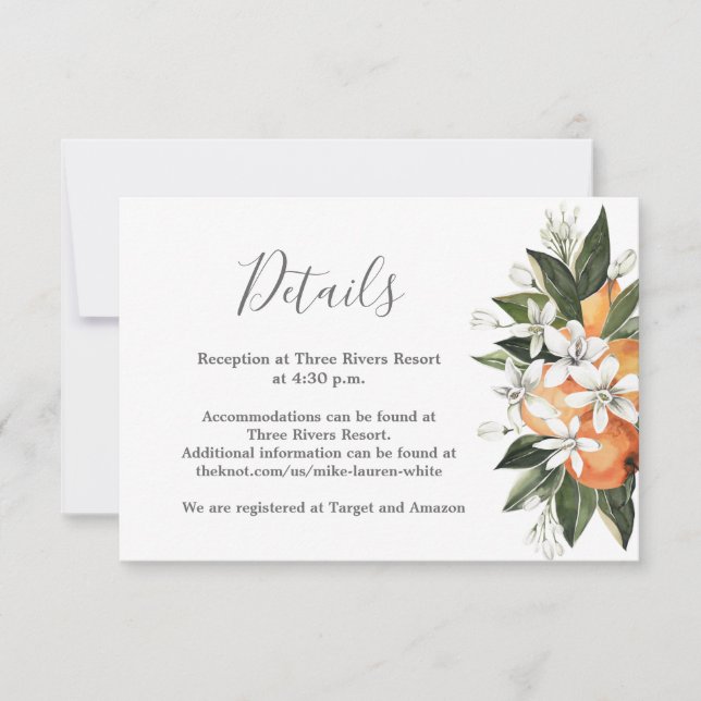Oranges details wedding card (Front)