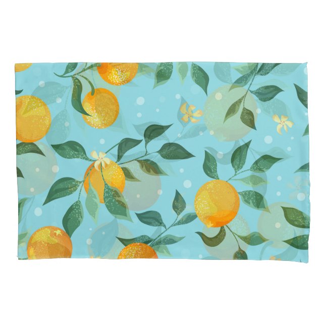 Oranges, flowers: textile seamless pattern. pillowcase (Front)