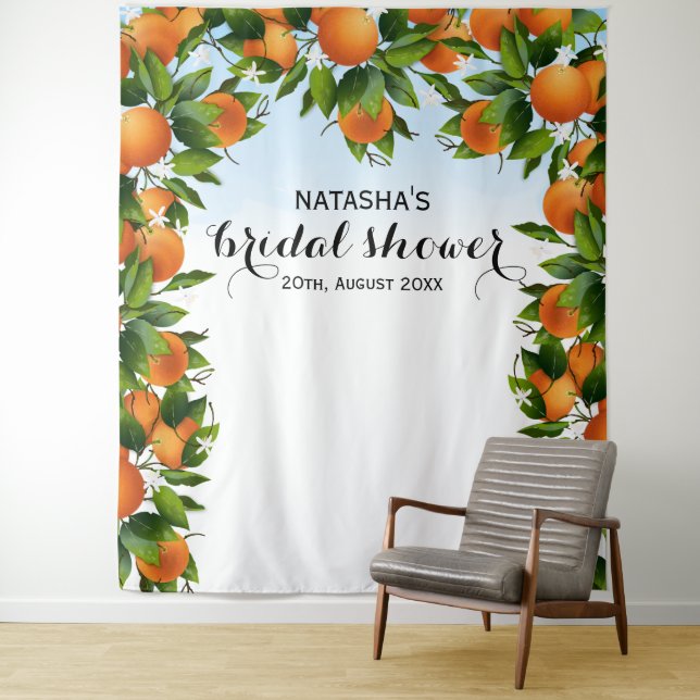 Oranges Fruit Botanical Wedding | Photo Backdrop Tapestry (In Situ)