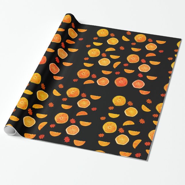 Oranges Fruits Pattern Wrapping Paper (Unrolled)