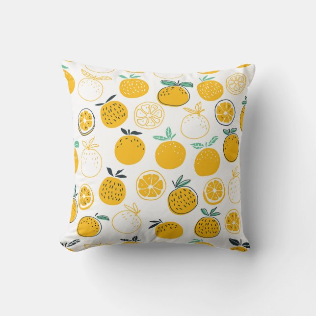 Oranges fruits seamless pattern cushion (Front)
