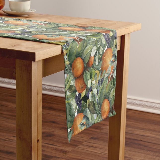 Oranges, Grapes, Blueberries Herbal Abundance Short Table Runner (In Situ)