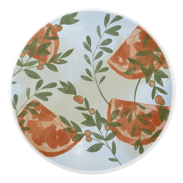 Oranges Greenery  Ceramic Knob (Front)