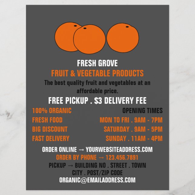 Oranges, Greengrocers Advertising Flyer (Front)