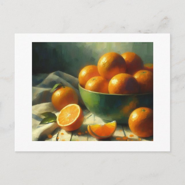 Oranges in Green Bowl Still LIfe,  Postcard (Front)