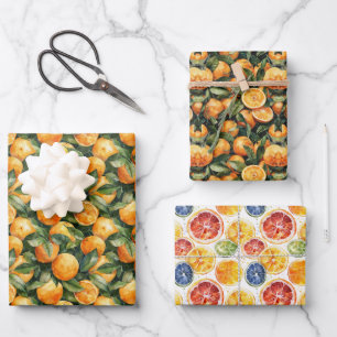 Oranges in Watercolor: Vibrant Citrus Art Wrapping Paper Sheet