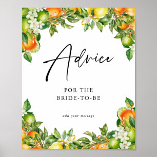 Oranges Lemon Citrus bridal shower Advice Poster