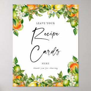 Oranges Lemon Citrus Recipe Cards Sign