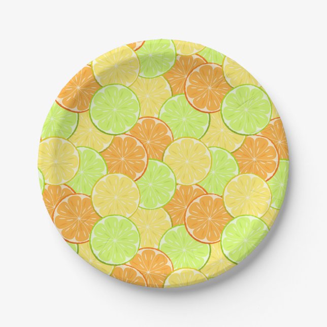 oranges lemons lime fruit citrus nature fresh paper plate (Front)