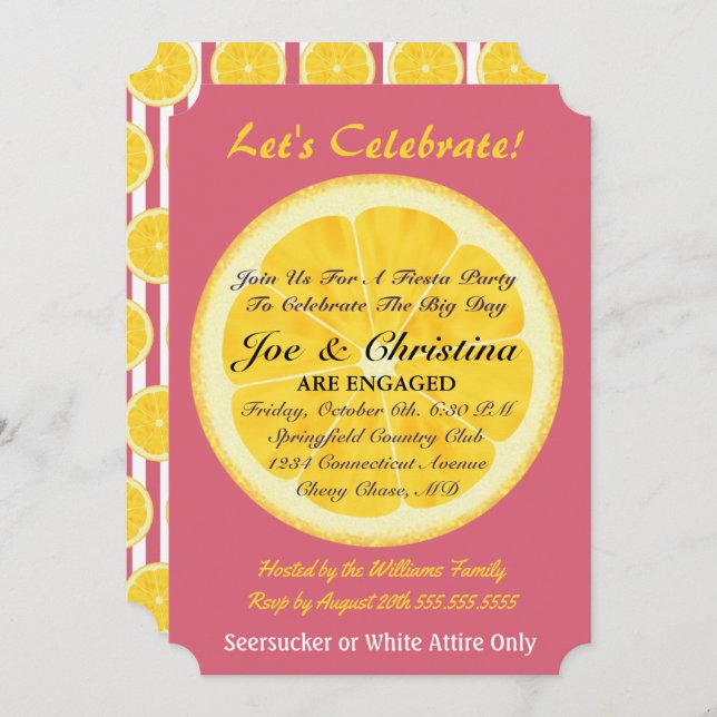 Oranges & Nantucket Red Fiesta Cocktail Party Invitation (Front/Back)