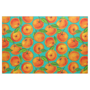 Oranges on blue fabric