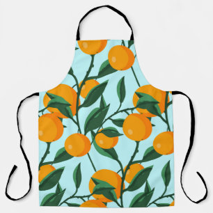 oranges on leaf branches seamless pattern, citrus  apron