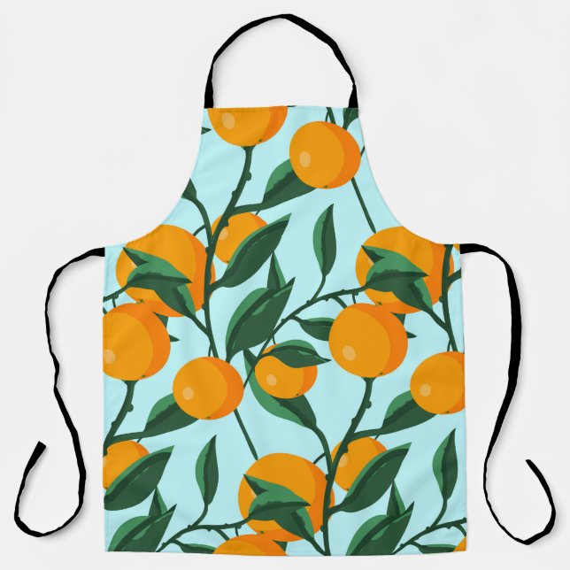 oranges on leaf branches seamless pattern, citrus  apron (Front)
